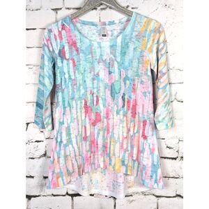 WHIMSY ROSE "Baby Waffle" Pastel Sublimation Top USA 3/4 Sleeve Stretch Medium
